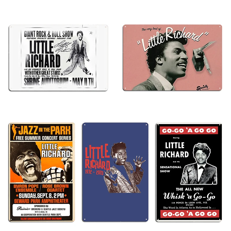 Young Little Richard Giant Rock Print Metal Plaque Poster Club Bar Decoration Custom Retro Tin Sign Poster