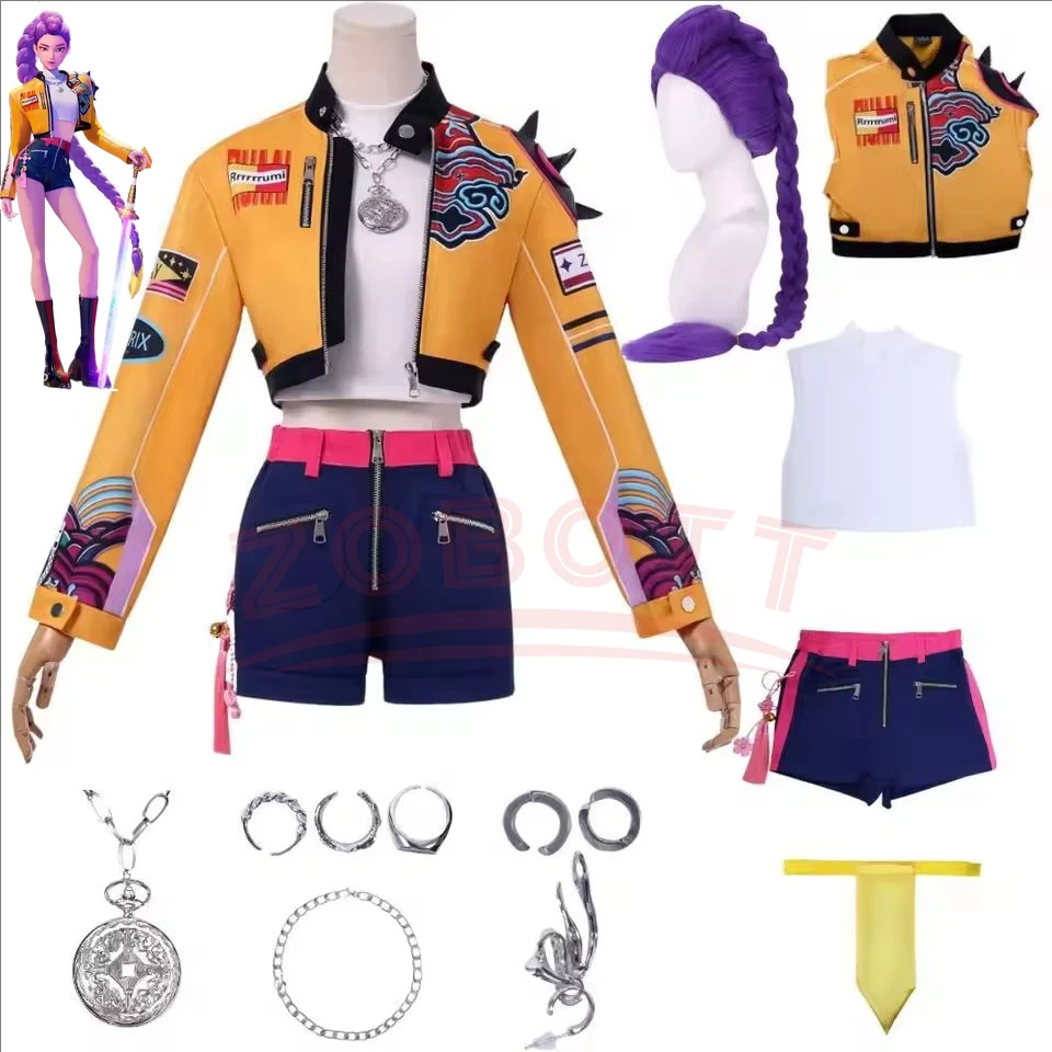 

K-Pop Mira Rumi Zoey Demon Hunters Stage Cosplay Clothes Costume Wig Halloween Girl Group Idol Roleplay Outfit Women Sexy Dress