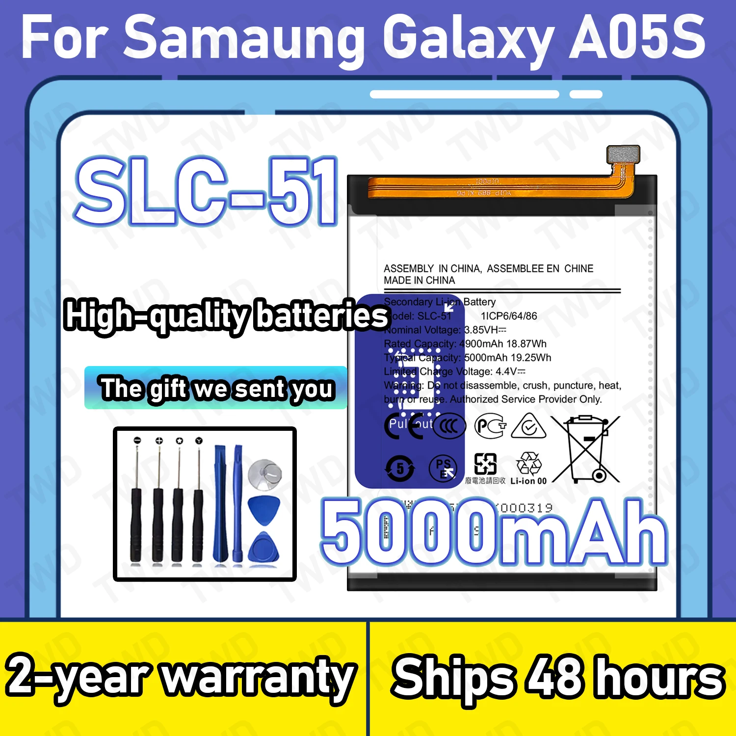 SLC-51 5000mAh Large capacity Battery For Samaung Galaxy A05S Batteries New High Quanlity+Free Tools