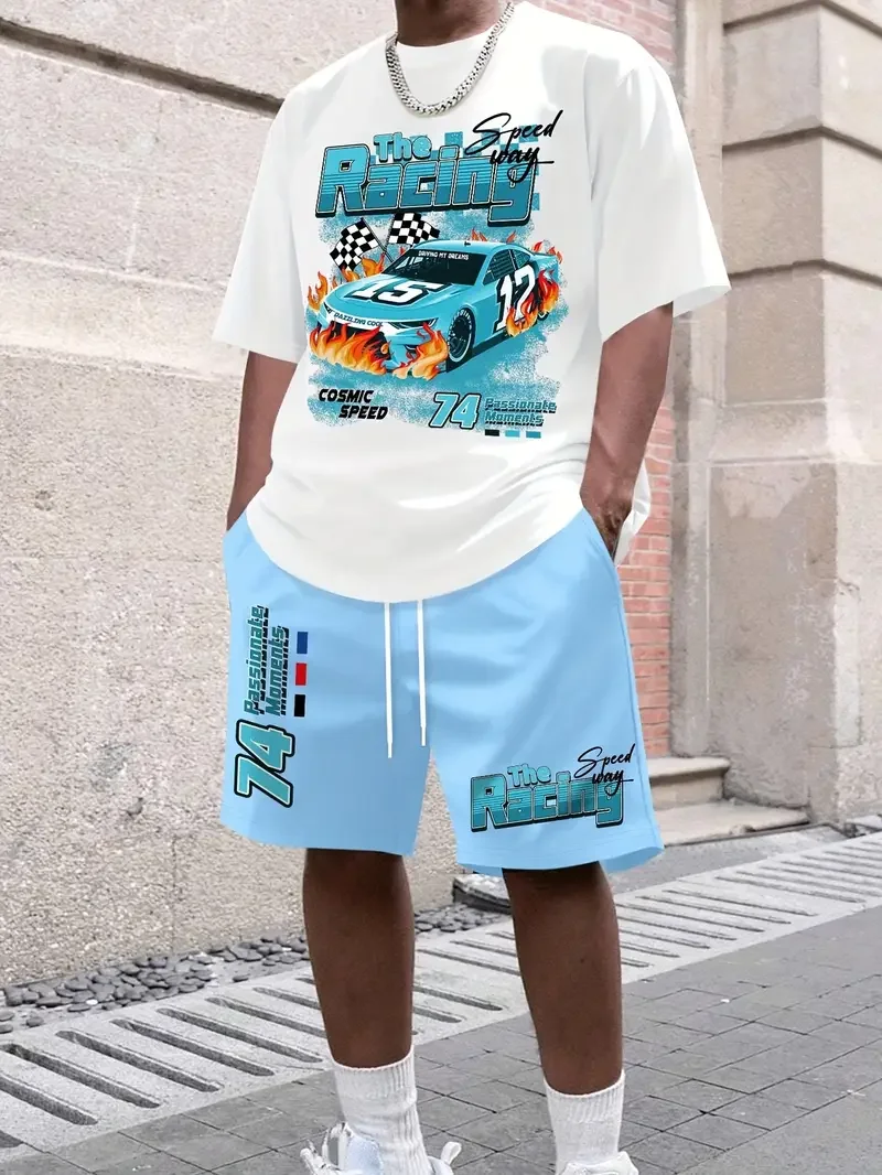 

2025-26 Summer New Hot-selling Fashion Design 3D Printing Design Comfortable Leisure Travel T-shirt/short-sleeved Shorts Set