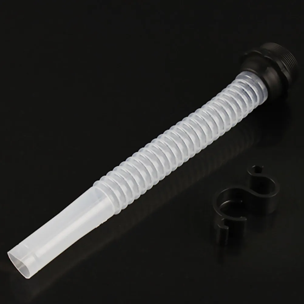 2Pcs Gas Can Spout Oil Guide Pipe Replacement Plastic Extended Flexible Design Filter for Bucket Use Fuel Transfer Black