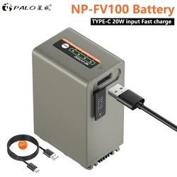 NP-FV100 NP FV100 Battery with Type-C 20W input Fast charge for Sony HDR-CX700E PJ50E 260E NP-FV30 NP-FV50 NP-FV70 FV90 FV120