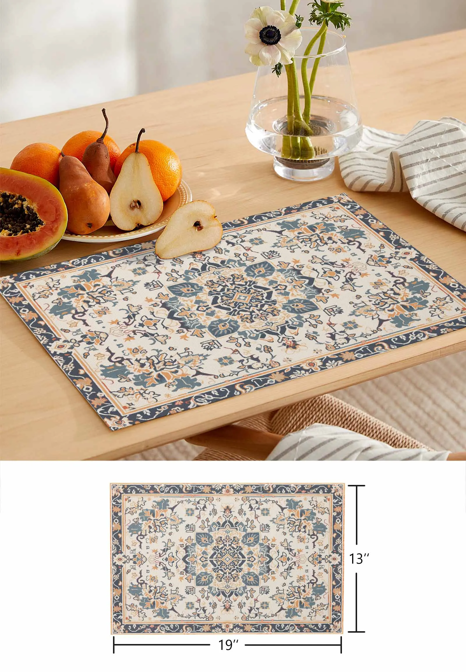 Ethnic Style Retro Persian Pattern Floral Kitchen Tableware Cup Bottle Placemat Coffee Pads 4/6pcs Desktop Mats