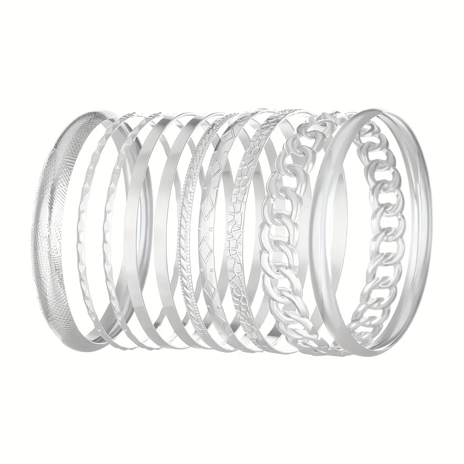 10pcs Elegant Retro Women's Overlapping Bracelets Set, Daily Wear