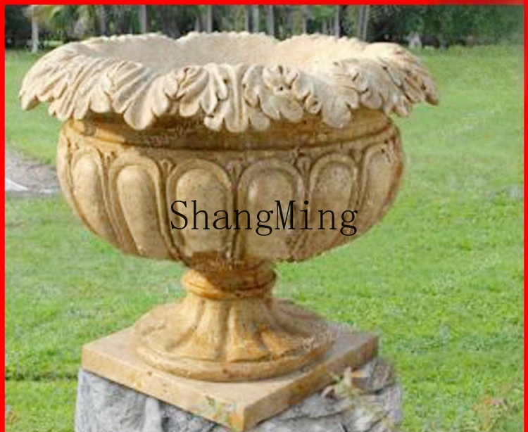 

CL carving garden rock stone carving flower pot outdoor garden community square landscape flower viewing pot