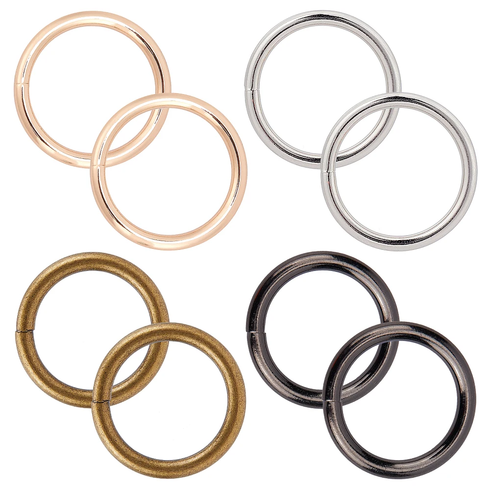 1 Box 8Pcs 4Colors 1 Inch/ 25mm Metal O-Ring Buckle Connector Round Loops Alloy Linking Rings for Bags Webbing Purse Belt Straps