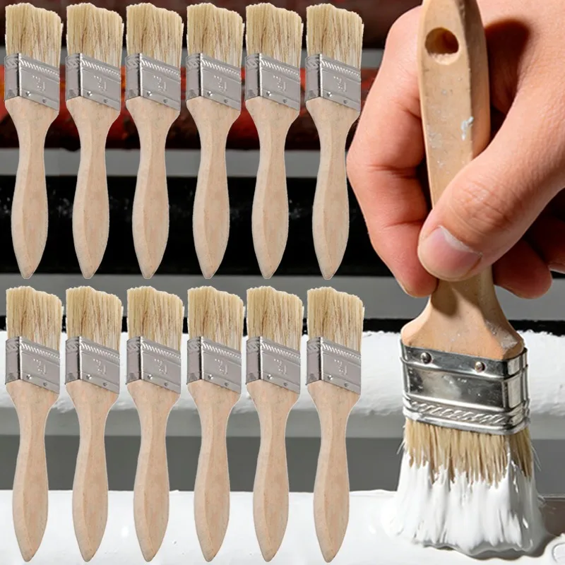 5-20pcs Wooden Handle Paint Brushes Soft-bristled Furniture Cabinets Walls Painting Brushes DIY Crafting Glue Application Tools