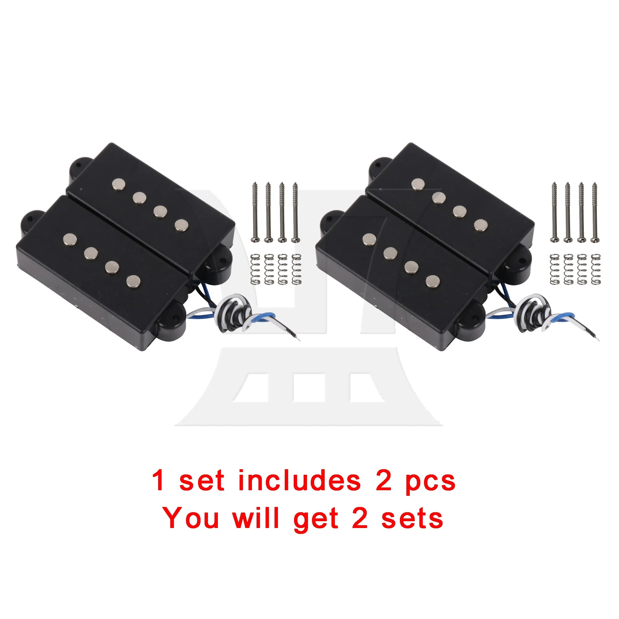 

Yibuy 2 Sets of 4 String Noiseless Pickup Set For Bass