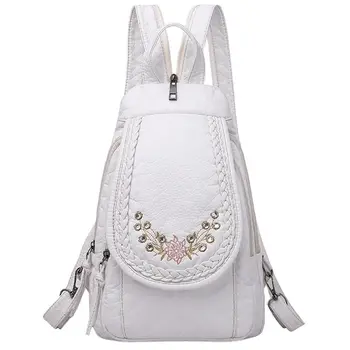 부드러운 세탁 가죽 배낭 여성용 귀여운 작은 배낭 학교 가방, Sac a dos 여행 배낭 Mochila Feminina, 2024
