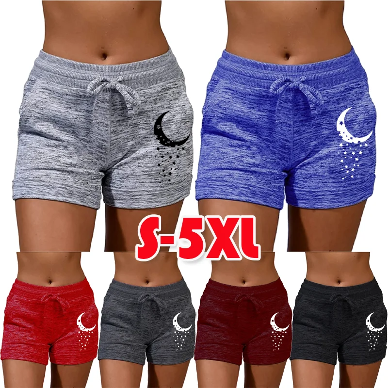 Summer Women's  High Waist Shorts Quick-drying Sports Fitness Yoga Pants Casual Drawstring Wide Leg Shorts for Ladies