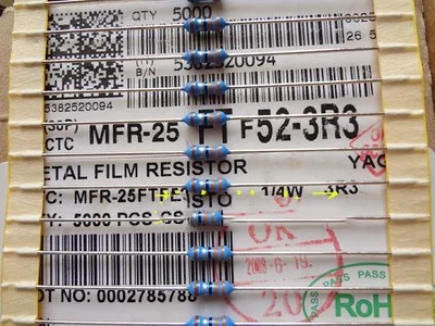 

Металлическая пленка сопротивление 1/4W3.3R 0.25W3.3R 1% 3,3 Ом