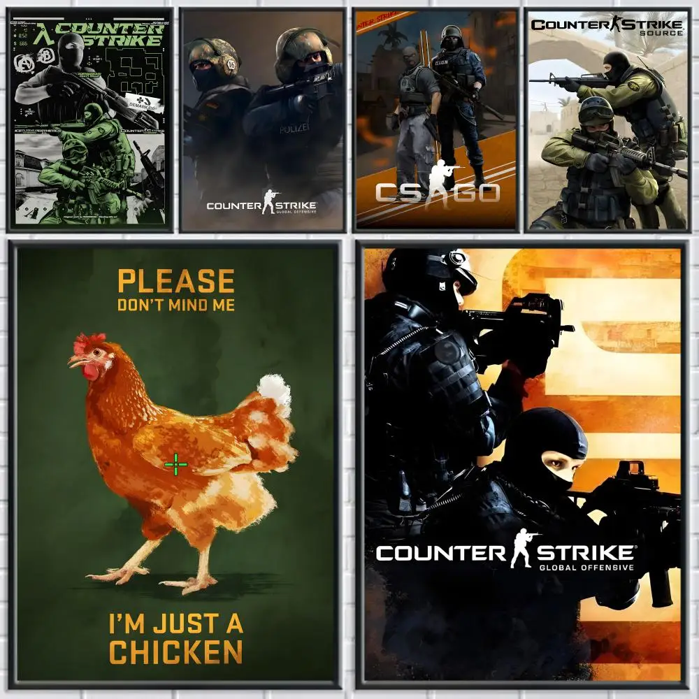 Hot Game C-Counter-Strike CS2 Poster Home Living Bed Room Bar Hallway Sticky Wall Printing Waterproof Aesthetic Decor