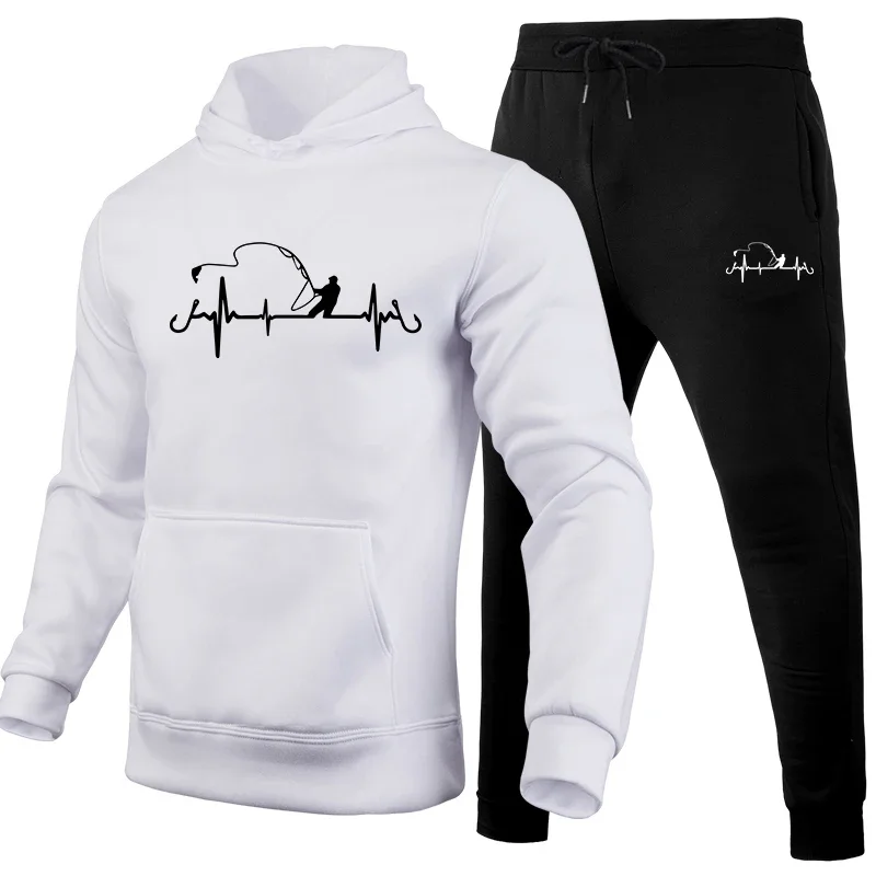 2026 Men's Tracksuit Print Casual Hooded Sweatshirts Outdoors Sports Jogging Clothing Autumn Winter Fashion Single Hoodie Pants