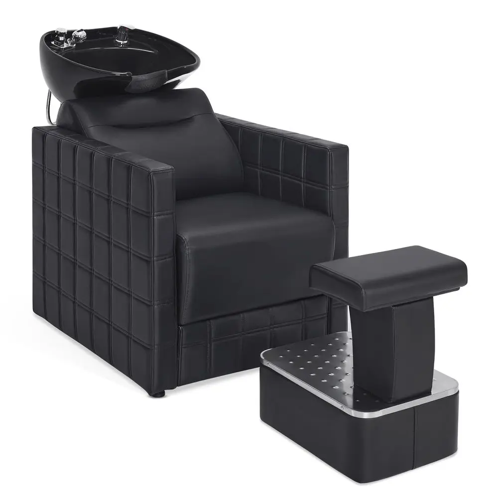 

Backwash Shampoo Station Chair, Salon Shampoo Bowl and Chair Set for Hair Stylist, Shampoo Barber Chair for Salon Spa Barbersho