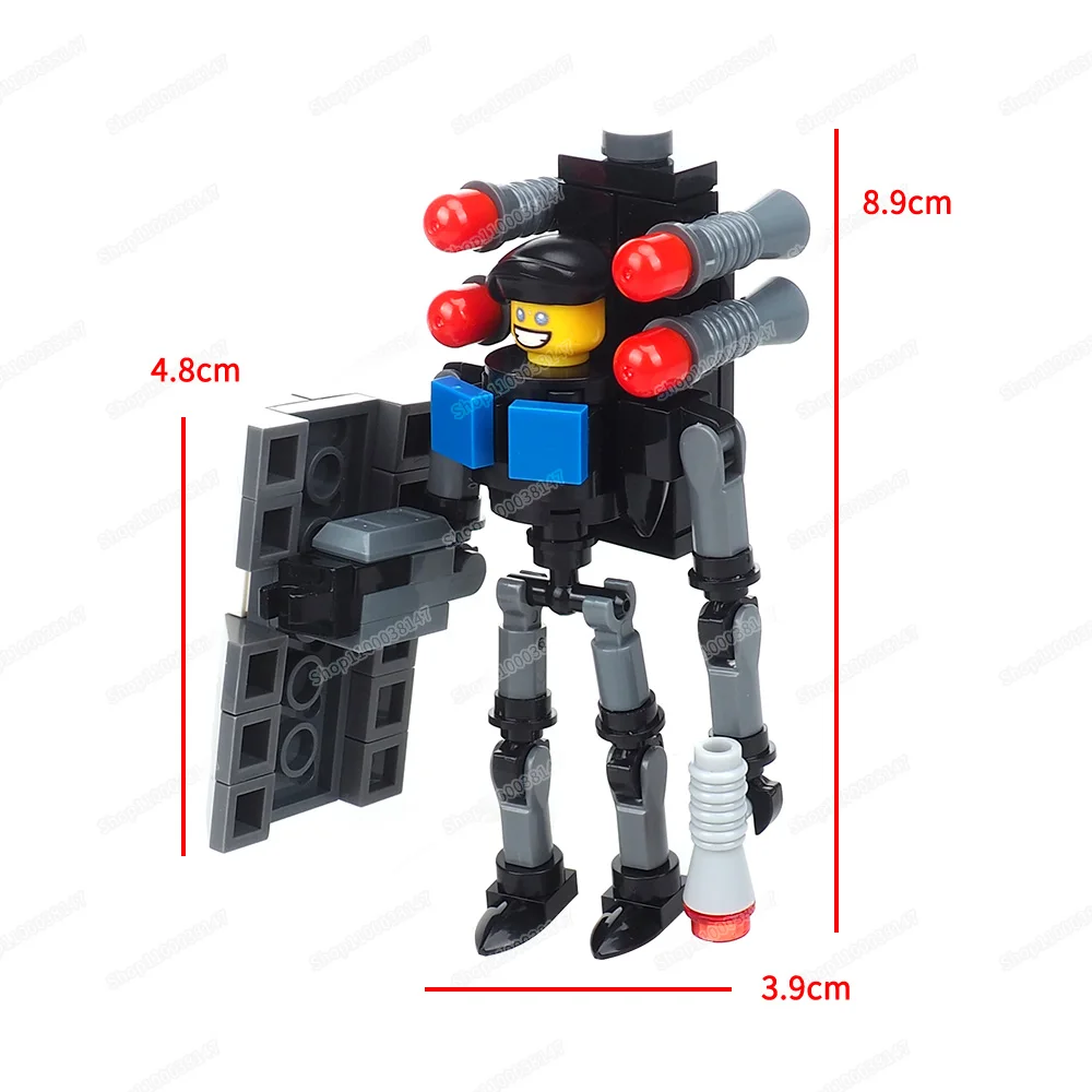 Shield Toilet Man Patrol Mechaman Building Block Assemble Moc Bathroom Figures Multiverse War Equipment Model Child Gift Boy Toy