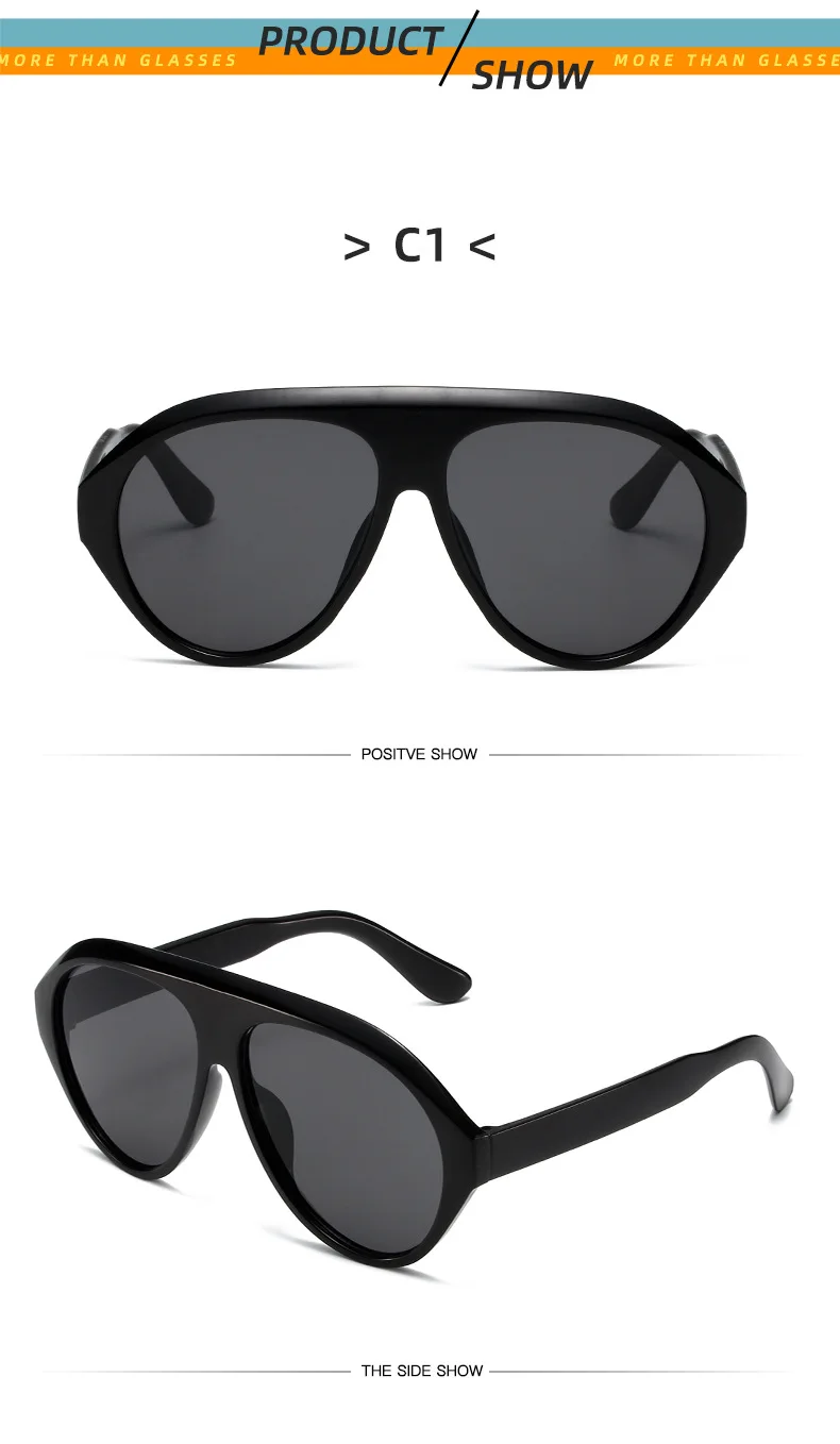 Übergroße Goggle-Sonnenbrille 2024 Damen Marken-Trend Sonnenbrille mit gelben Gläsern Herren Großrahmige Trend-Sonnenbrille UV400 802086 – Detail 14