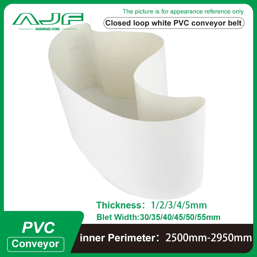 

White PVC Industrial Transmission Conveyor Belt Perimeter:2500mm-2950mm Belt Width: 30/35/40/45/50/55mm (Can Customized Size)