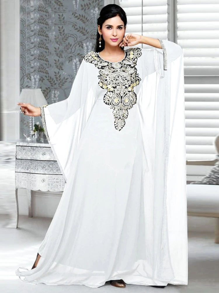 Morocco Muslim Dress Women Abaya Kaftans Embroidery Evening Dresses for Women Dubai Turkey Islam Long Dress Robe Femme Vestidos