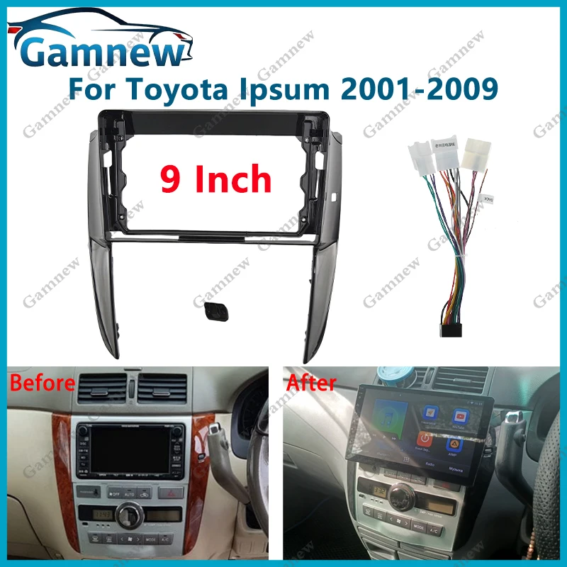 9 Inch Car Frame Fascia Adapter Android Radio Dash Fitting Panel Kit For Toyota Ipsum 2001-2009 PICNIC 2001-2002