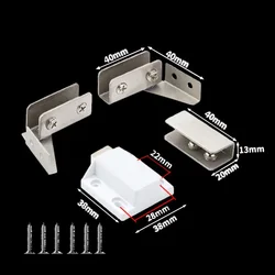 Stainless steel Glass Cabinet Door Hinge Sets for Glass Cabinets Showcase Open Touch Latch Hardware Fittings