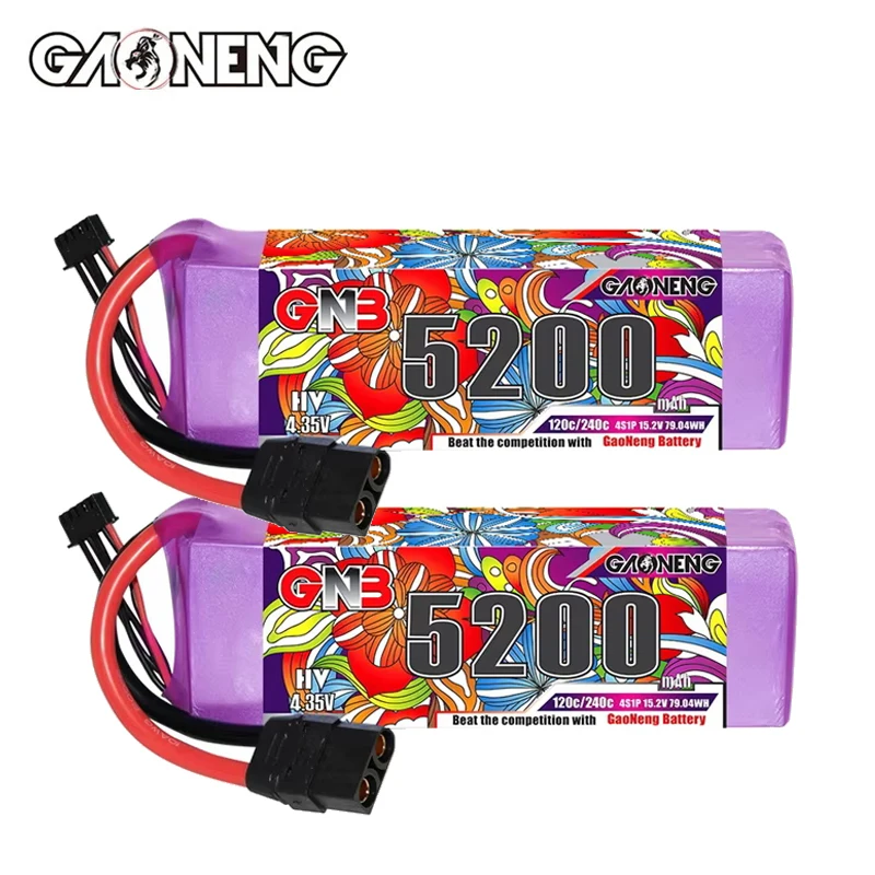 

1/2Pcs GNB 4S 15.2V 5200mAh 120C/240C Lipo Battery for RC Car Boat RC Quadcopter Aircraft FPV Drones RC Parts 15.2V Battery