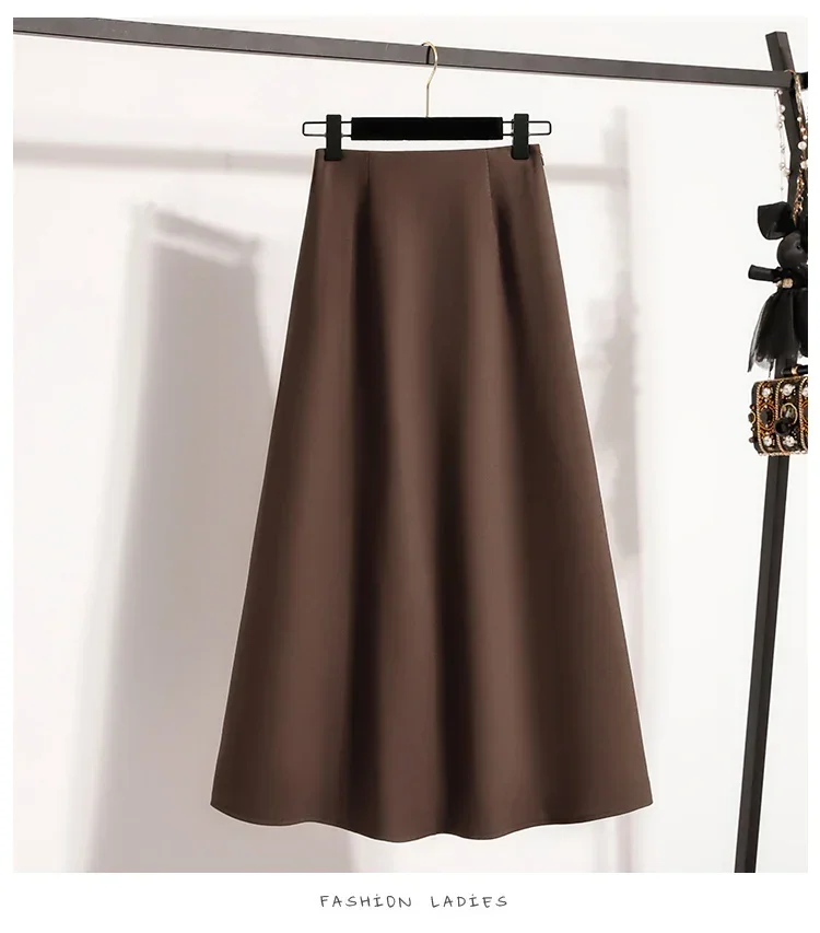 Koreanischer Stil, einfarbig, hohe Taille, elastischer Bund, Damen-A-Linien-Röcke, Alltagskleidung, Frühjahr/Herbst 2026, neu, elegant, vielseitig. – Detail 25