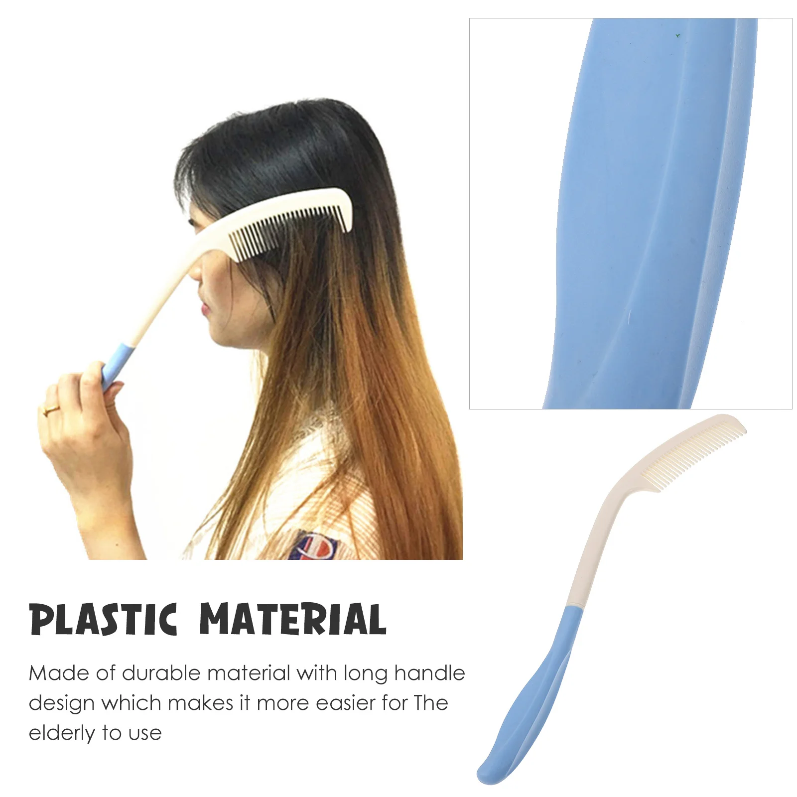 

Long Handle Comb Curved Hair Comb For Seniors Elderly Disabled Reusable Plastic Combs Smooth Teeth Scalp Massage Nursing