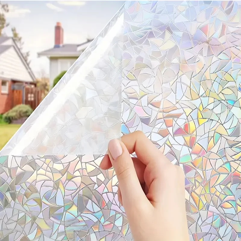 3D Decal Window Privacy Film Static Sticker Vinyl Window Sticker Rainbow Window Film for Control UV Protection Peel and Stick