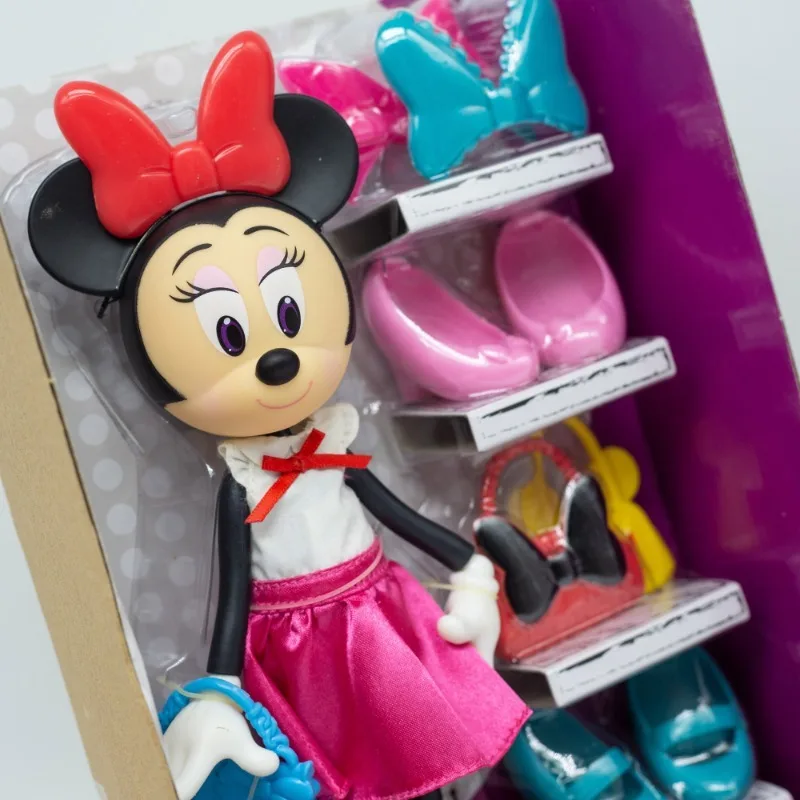 Genuine Mickey Mouse Clubhouse Minnie Dress Up Joint mobility Girl Cute Birthday Present Desktop Ornament Green Red Skirt