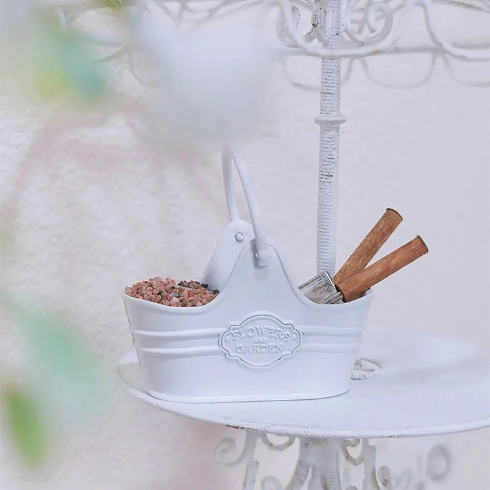 New Metal 1:12 Dollhouse Basket Multicolors Construction Props Shopping Basket 41*18*39mm Flower Bucket Basket