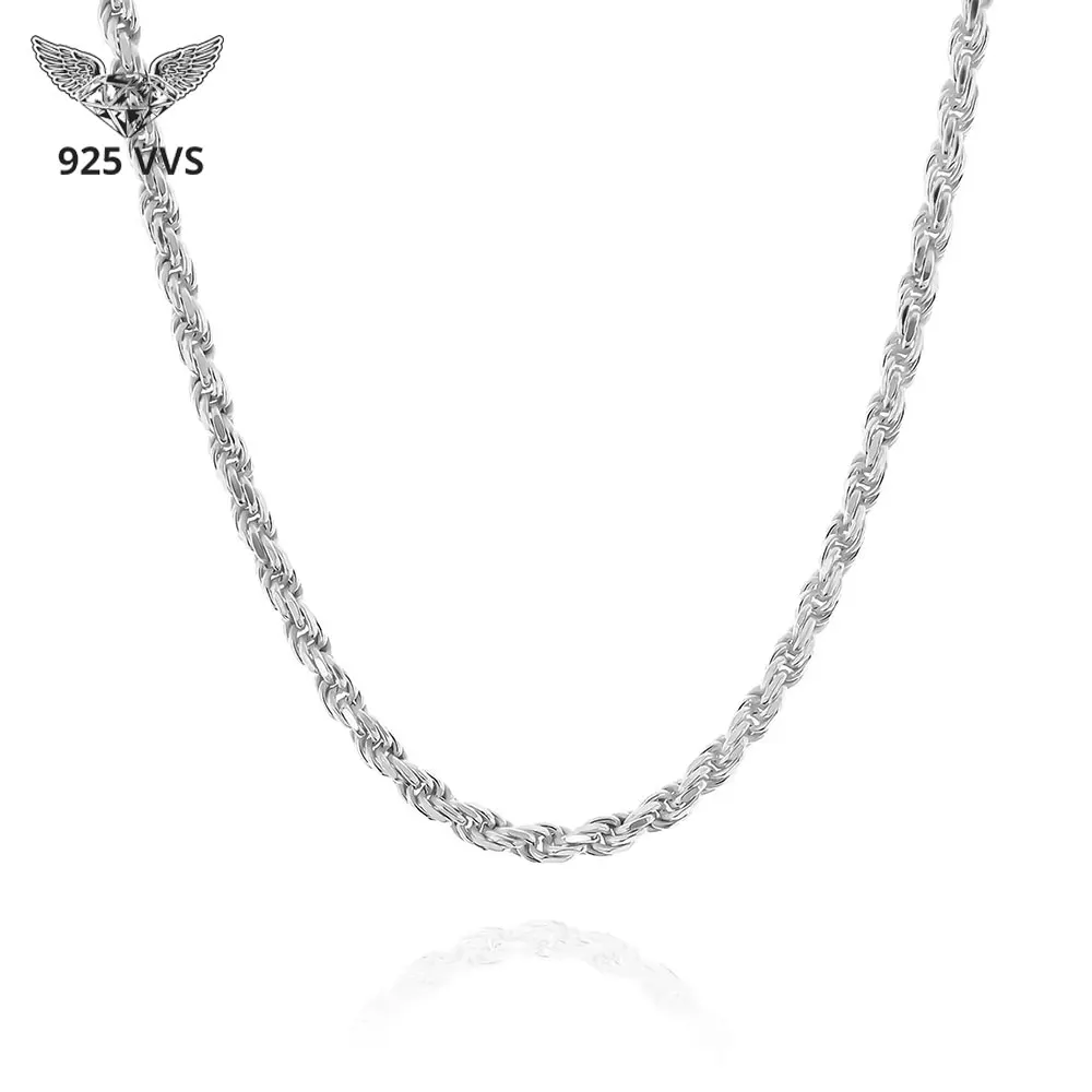 

Width 2mm 925 Sterling Silver Rope Chain twisted Necklace No Fading Fine Jewelry
