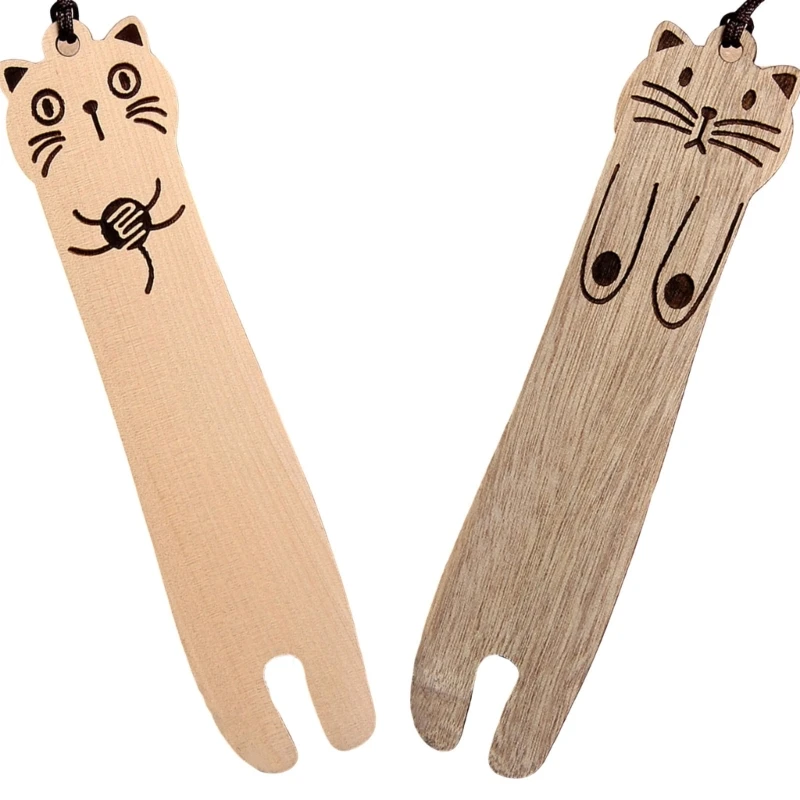 1 пара маркеров для страниц с животными, маркер для страниц с милыми кошками, деревянные закладки, принадлежности для чтения