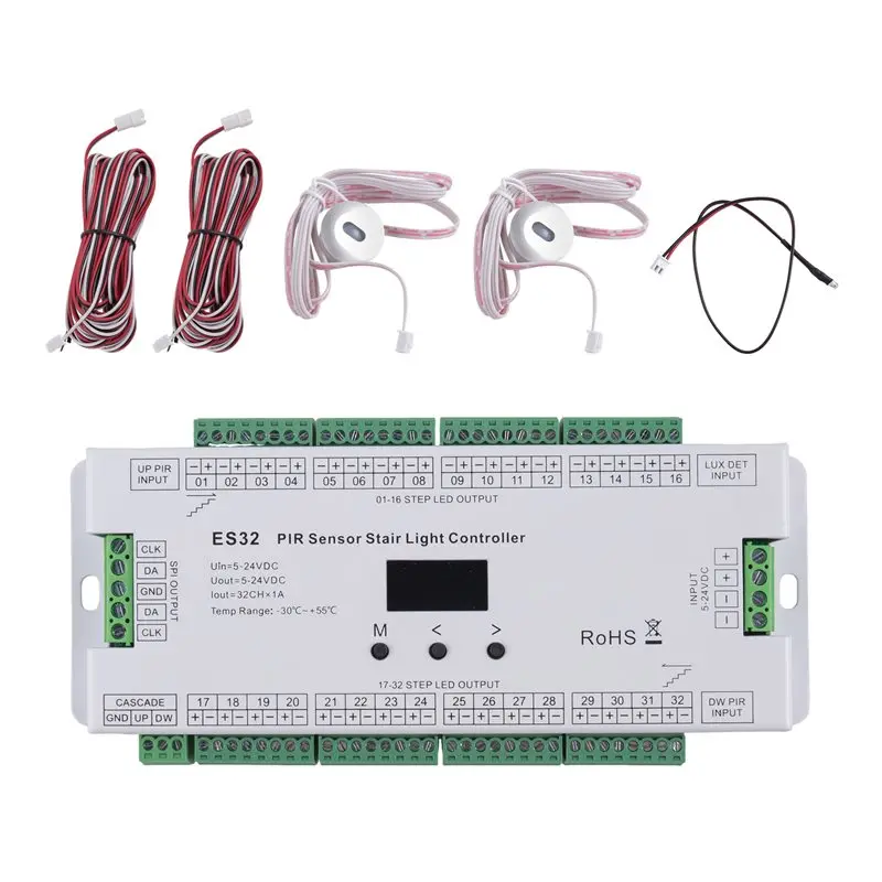 ABFU-32CH ES32 PIR Sensor Stair Light Controller Human Body Infrared Inductive Switch Stair Lamp Control For Single Color