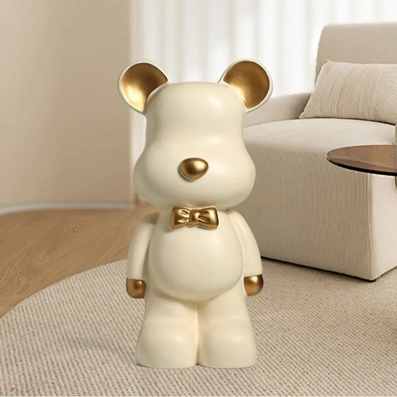 [ ]Vinyl Drop-Resistant2024Cream White Violent Bear Coin Bank plus-Sized Modern & Minimalism Living Room Decoration for