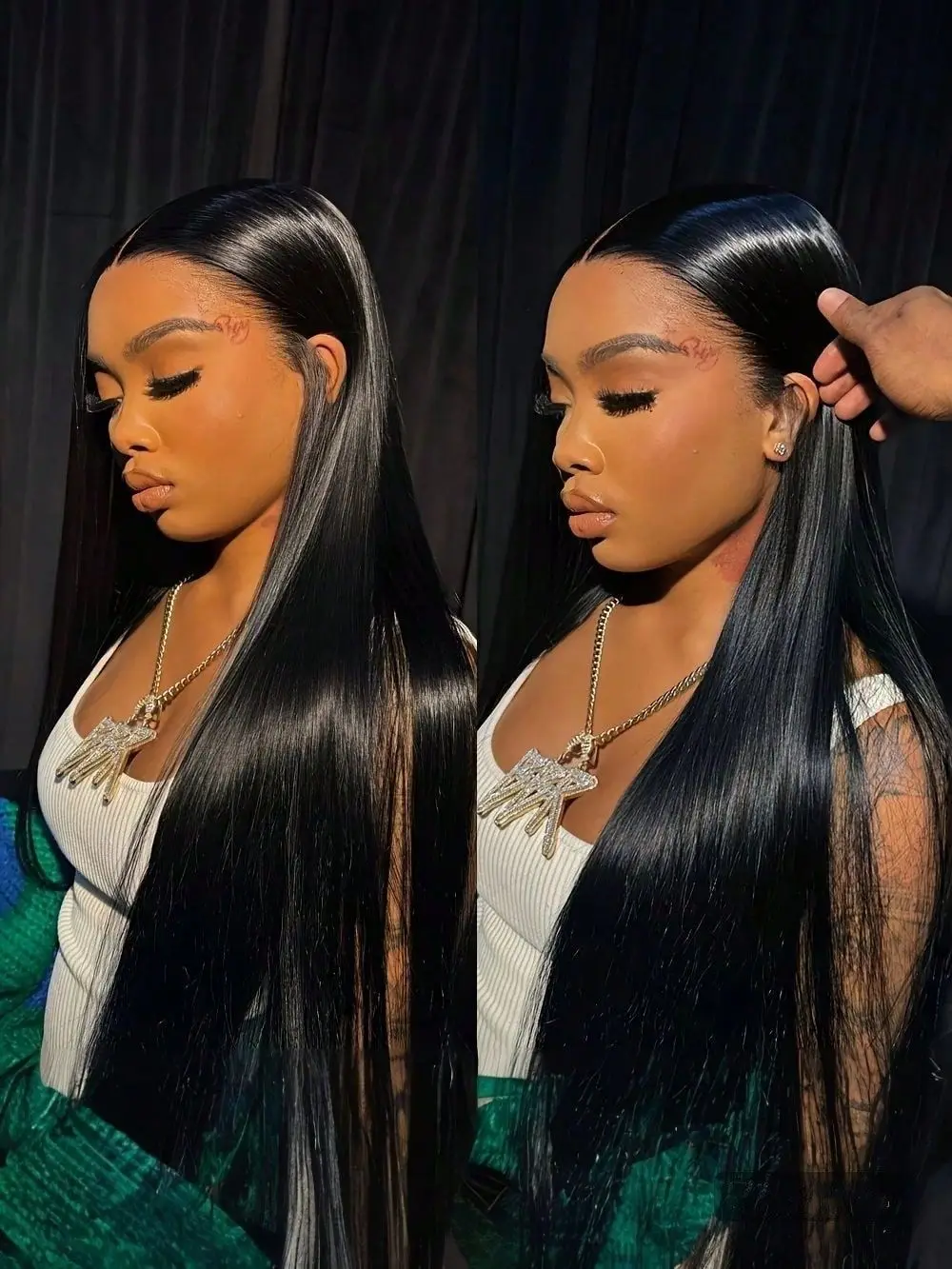 42 Inch Straight Wigs Pre Plucked Lace Front Wigs 200 Density HD Lace Front Wigs 13X6 5X5 Straight Black Wigs For Women Lace