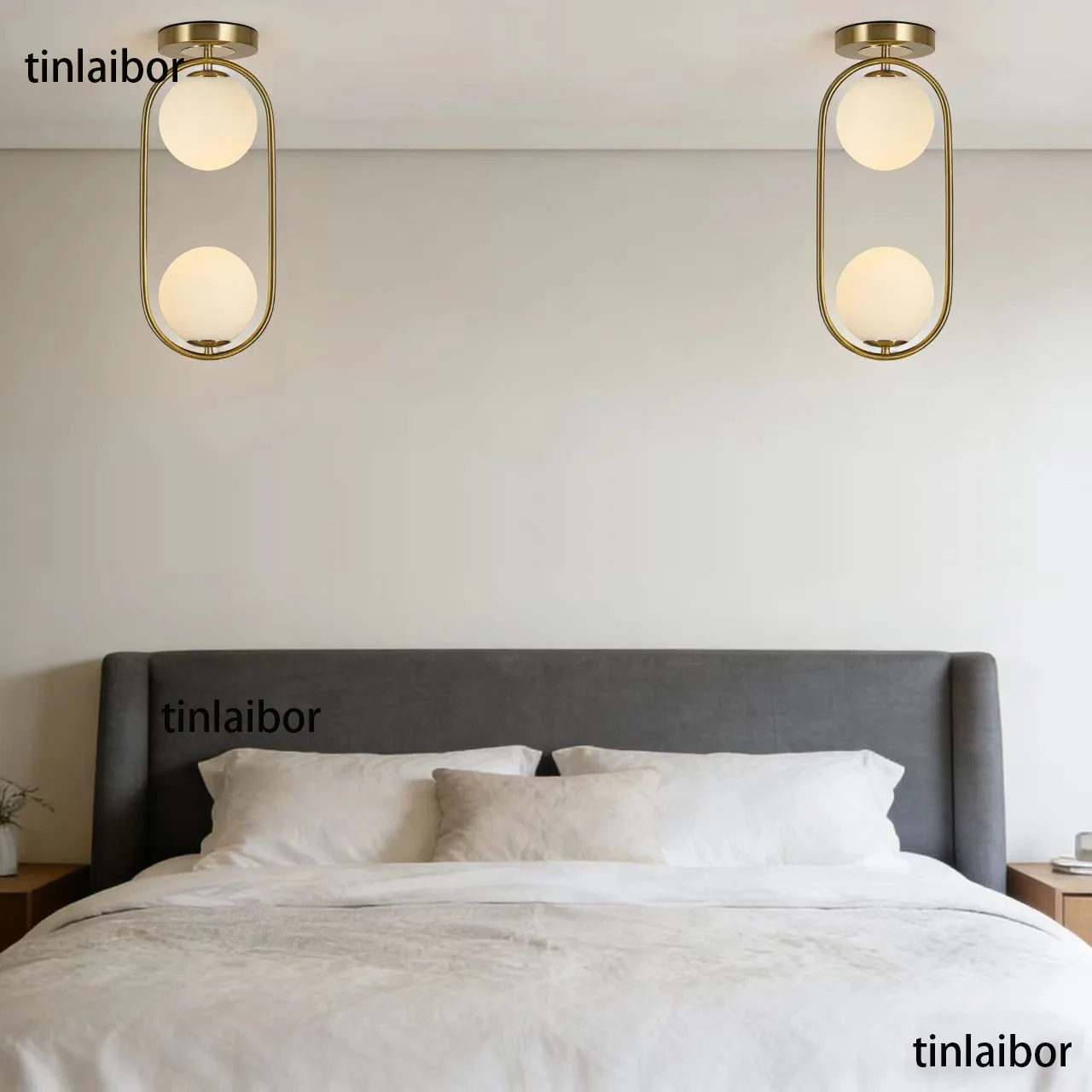 

Потолочный светильник TINLAIBOR Nordic Elliptical с 2 шарами, для спальни, прикроватной зоны, прихожей, гардеробной, ванной комнаты