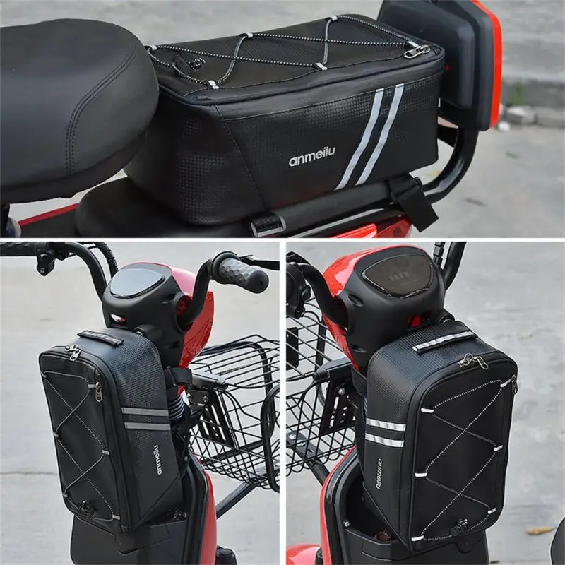 Bicycle Trunk Bag PU Leather Large Capacity Mountain Bike Saddle Rear Rack Luggage Carrier Tail Seat Panniers Pack Cycling Bags