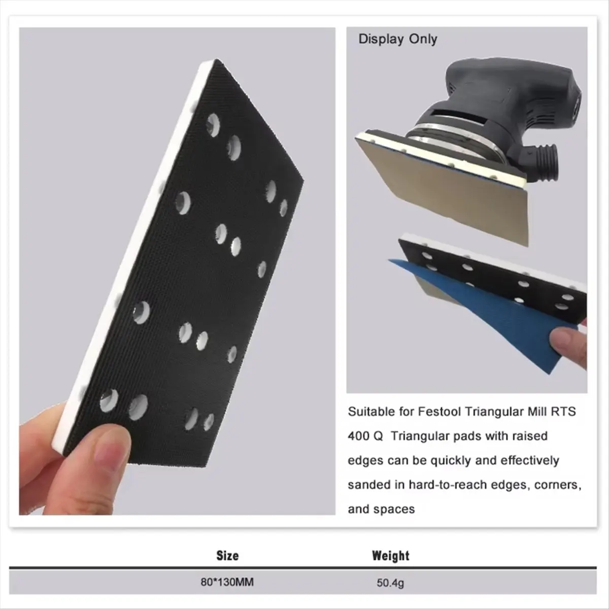 130X80mm Hook Andloop Sanding Pad 12 Holes Replacement Plate for 400 Square Polishing Disc Sanding Pad