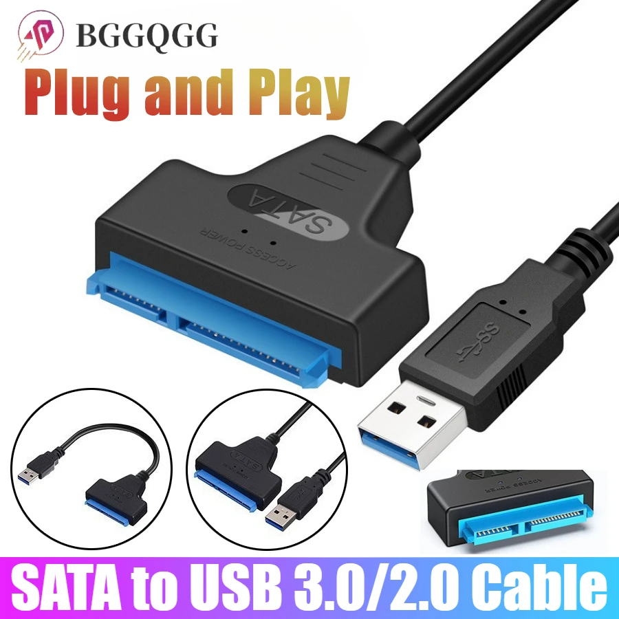 SATA To USB 2.0/3.0 Cable for 2.5 Inch External HDD SSD Hard Drive SATA 3 22 Pin Cable USB 3.0/2.0 To Sata III Cord Up To 6 Gbps