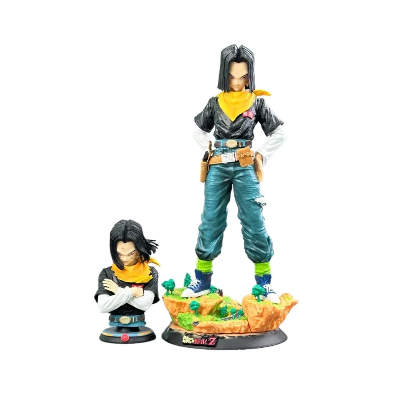 31cm New Dragon Ball Anime Figure Android 17 Peripheral PVC Model Scene Statue Desktop Decoration Ornaments Birthday Gifts Toys