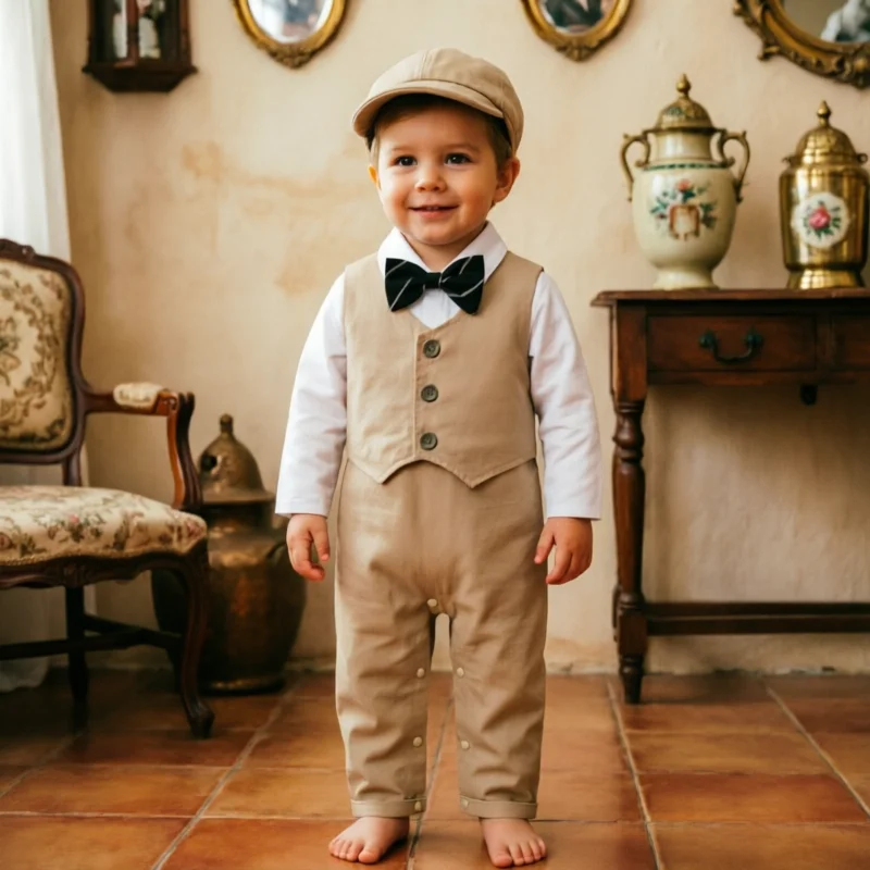 Baby Boys Gentleman British Style Romper Bodysuit One Piece Infant Birthday Party Wedding Outfit Newborn Photo Shoot Clothes