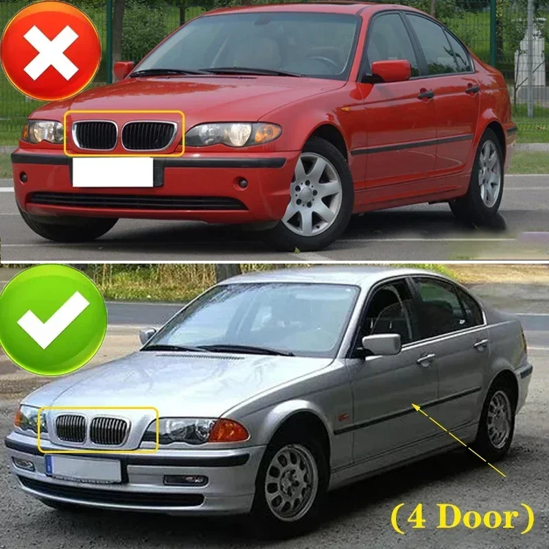For BMW 3-Series E46 1998-2001 2/4 Doors Car Front Kidney Grill 318i 320i 325i 330i Gloss Black Racing Grille Accessories