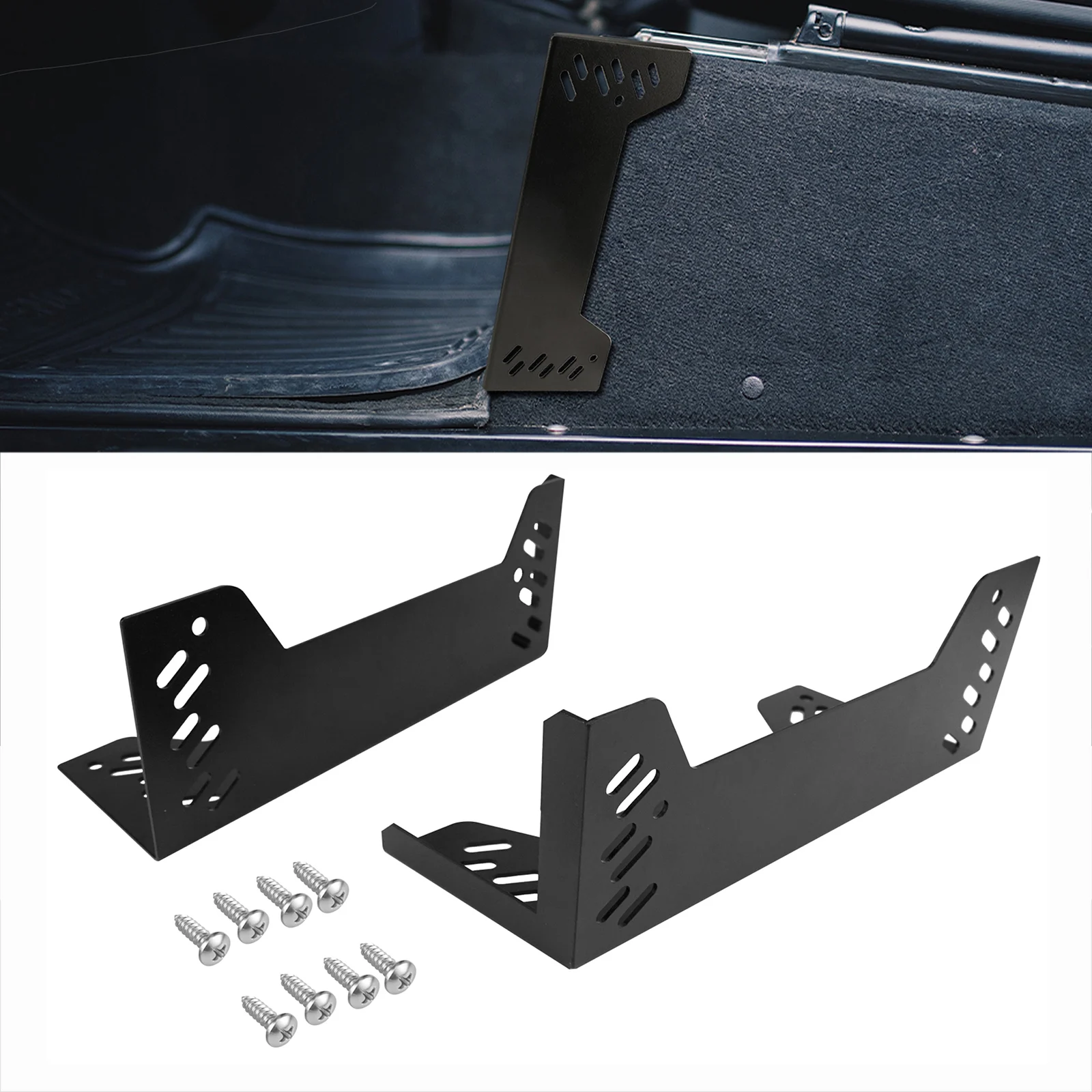 (EU-Lagerbestand) Eckteppich-Mattenschutz aus Stahl für Sitzkasten, passend für alle Land Rover Defenders bis 1987. – Detail 1