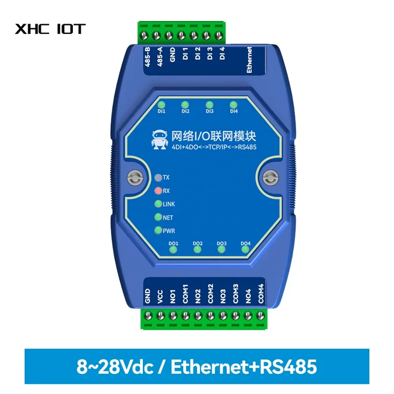 

RJ45 RS485 Ethernet I/O Networking Module 4DI+4DO TCP RTU Support Modbus Gateway DC8-28V Industrail Standard ME31-AXAX4040