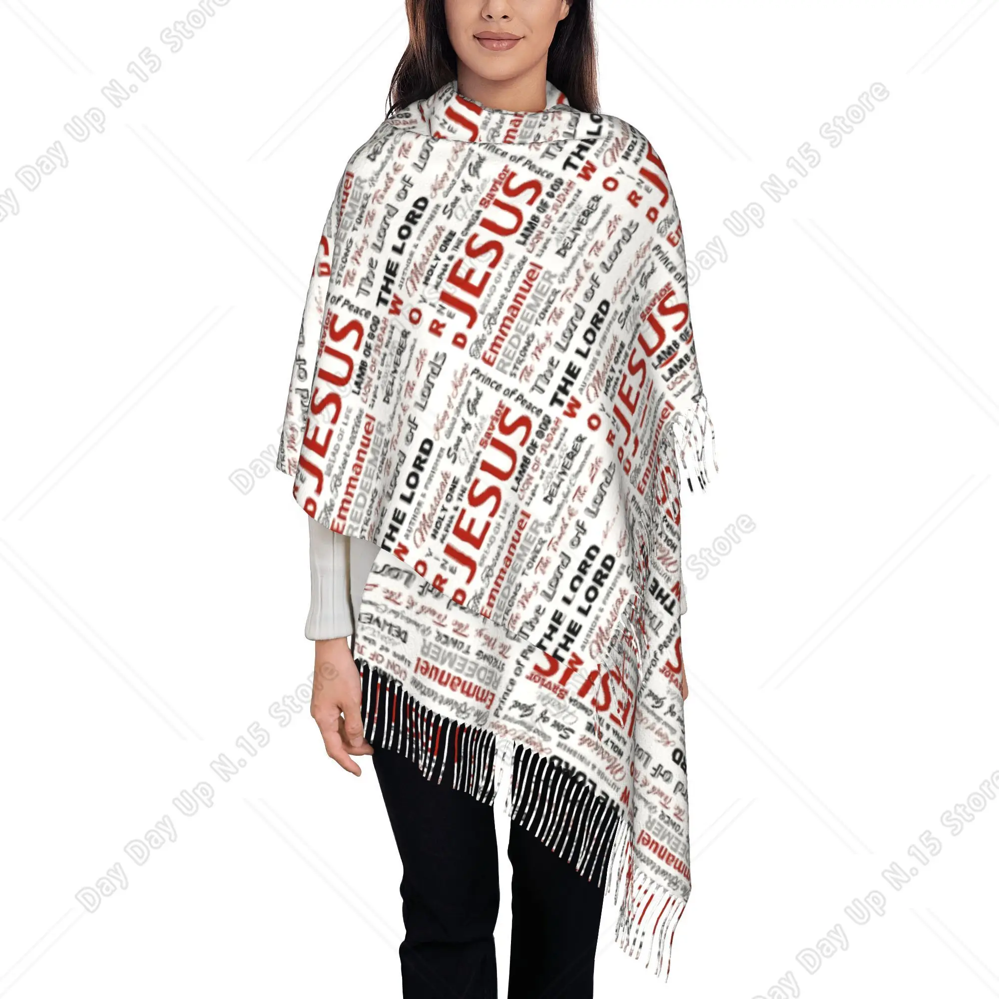 Tassel Scarf for Autumn And Winter Featuring Names of The Lord God, Jesus Christ Yahweh And Bible Verses As Christian Gifts