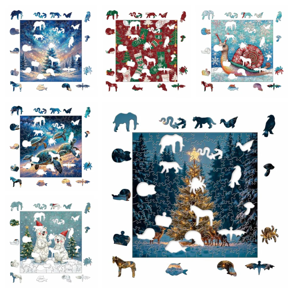 ZFX Turtle Christmas Tree Socks Snail Snowman Puzzles Unique Shape High Quality Jigsaw Puzzle Wooden Puzzle Best Gift For Child