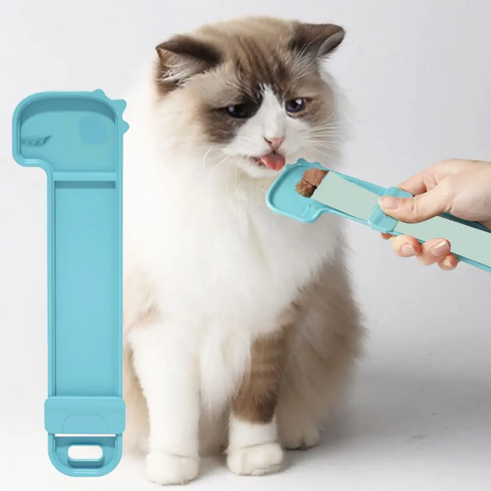 Pet Feed Spoon Cartoon Dinosaur Spoon Head Manual Tool Cat Strip Squeezer Pet Cat Snack Squeezer with Feeding Spoon Pet Supplies