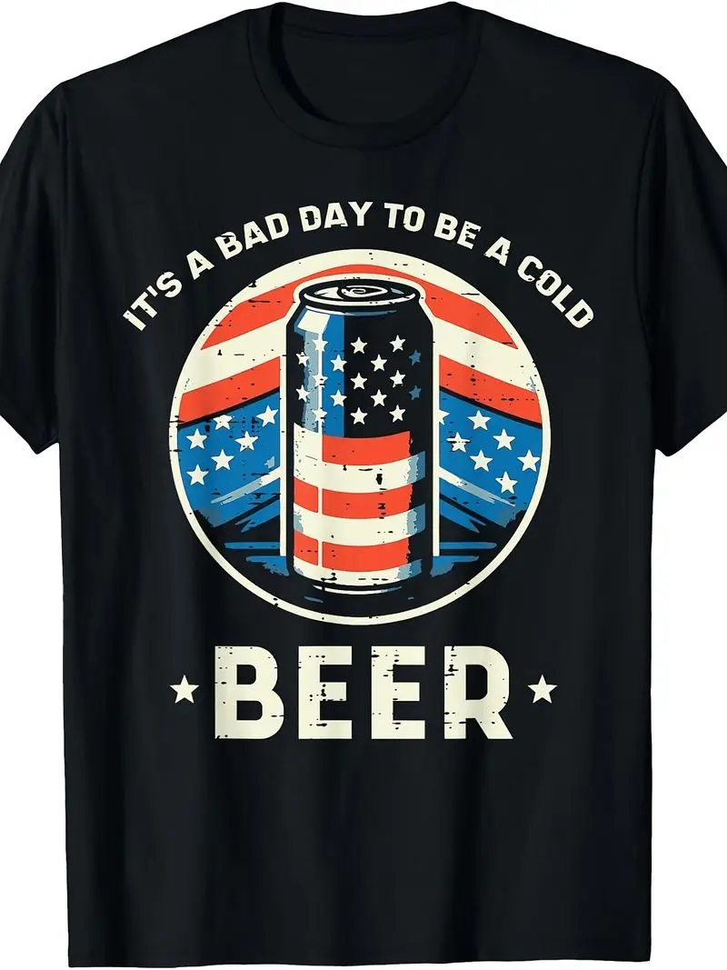 4Th Of July Bad Day To Be Cold Funny Humor Patriot Dad Men T-Shirt Retro Style Casual Crew Neck Printed Design Daily Commuting