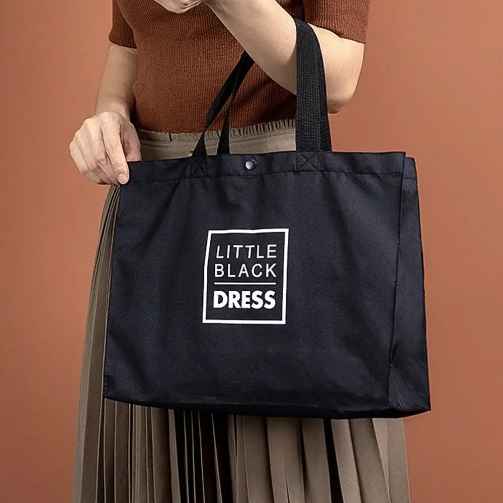 Oxford Cloth ECO Friendly Shopping Bag New Reusable Foldable Shoulder Bag Large Capacity Shopper Handbag Black Tote Bag