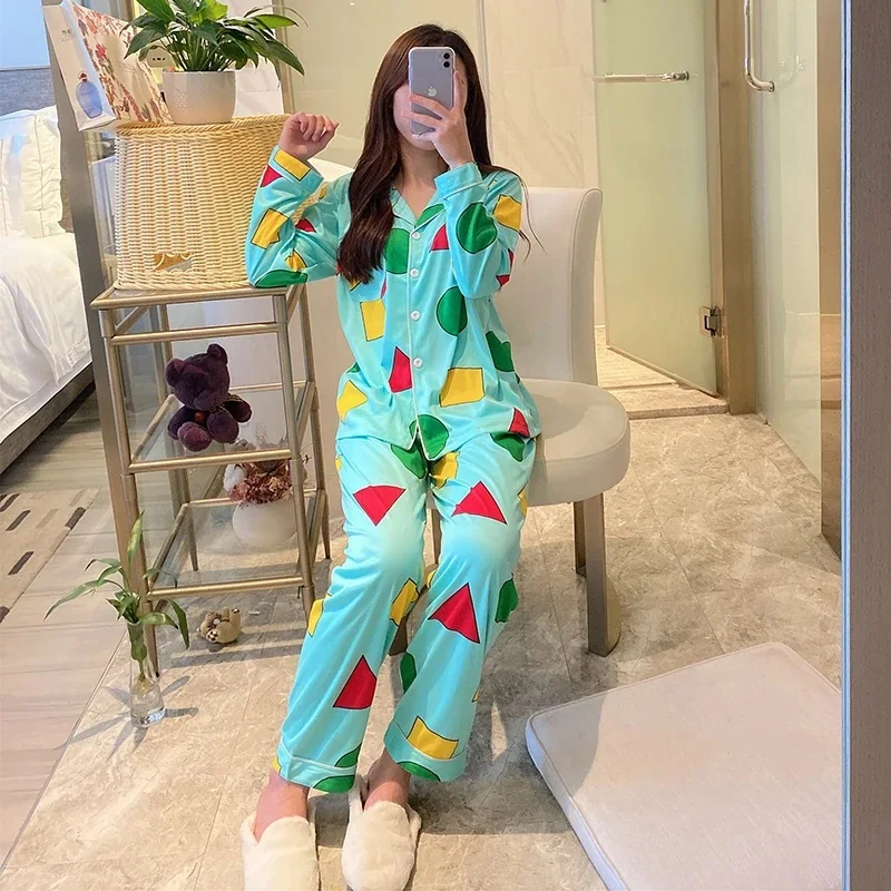 Paar-Modelle, zweiteiliger Pyjama, japanischer Frühling und Herbst, niedlicher Cartoon, langärmelig, für Damen, große Größe, bequemer Heimanzug – Detail 15